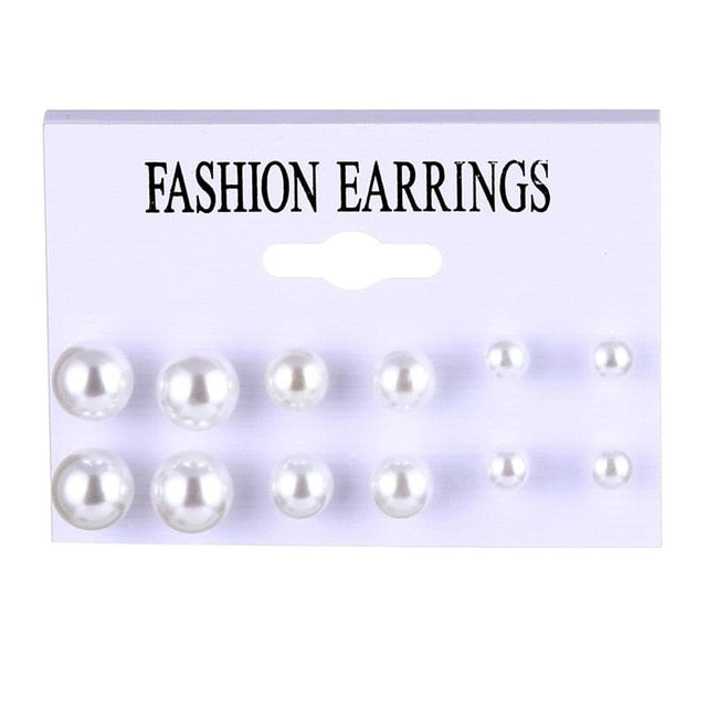 FNIO Women's Earrings Set Pearl Earrings For Women Bohemian Fashion Jewelry 2020 Geometric Crystal Heart Stud Earrings - Great Stuff OnlineGreat Stuff Online LNI0996