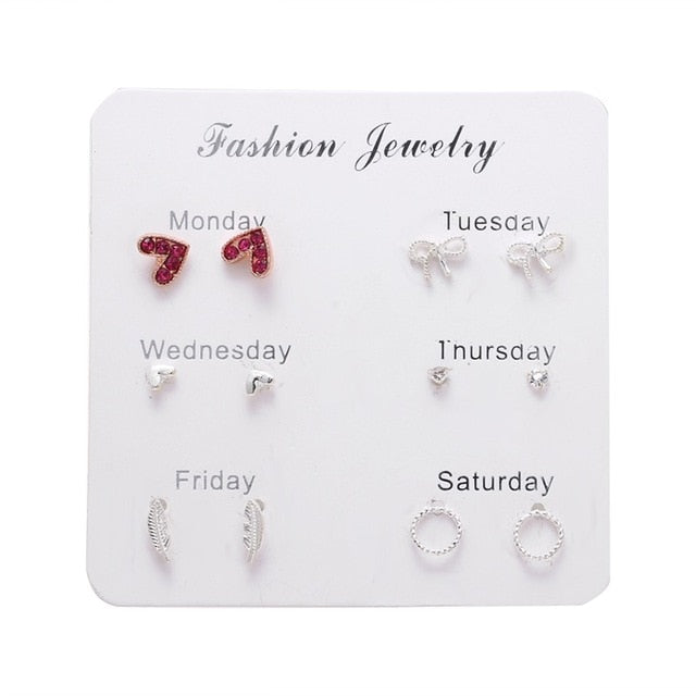FNIO Women's Earrings Set Pearl Earrings For Women Bohemian Fashion Jewelry 2020 Geometric Crystal Heart Stud Earrings - Great Stuff OnlineGreat Stuff Online LNI0997-3