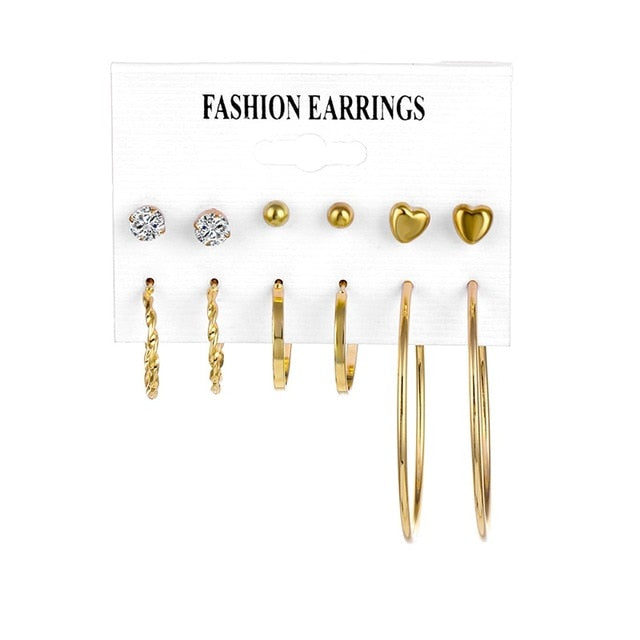 FNIO Women's Earrings Set Pearl Earrings For Women Bohemian Fashion Jewelry 2020 Geometric Crystal Heart Stud Earrings - Great Stuff OnlineGreat Stuff Online LNI1057-7
