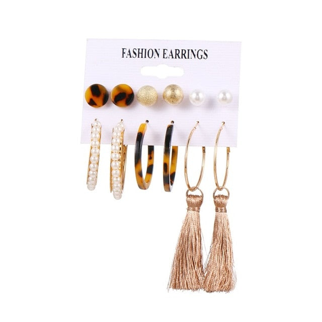 FNIO Women's Earrings Set Pearl Earrings For Women Bohemian Fashion Jewelry 2020 Geometric Crystal Heart Stud Earrings - Great Stuff OnlineGreat Stuff Online LNI0807-7
