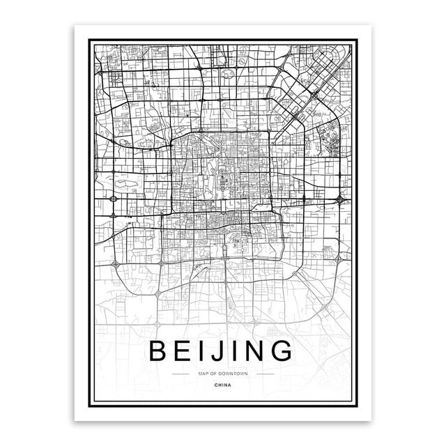 bee trap Black White Custom World City Map Paris London New York Posters Nordic Living Room Wall Art Pictures Home Decor Canvas Paintings - Great Stuff OnlineGreat Stuff Online 15x20 cm No Frame / BEIJING