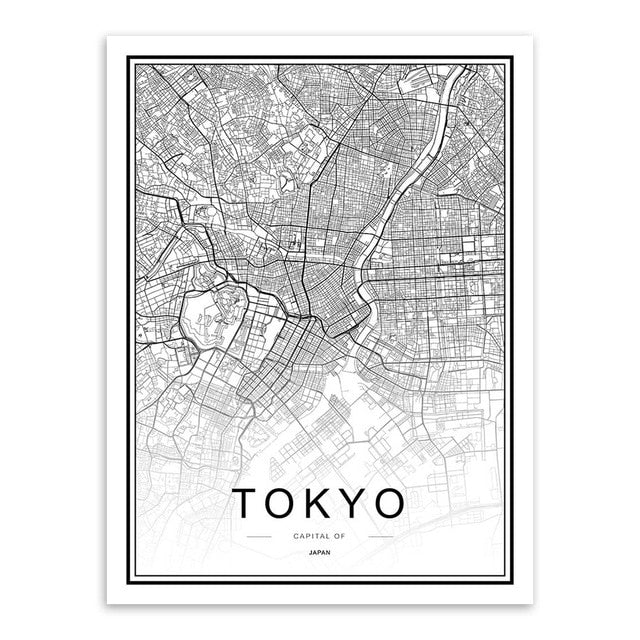 bee trap Black White Custom World City Map Paris London New York Posters Nordic Living Room Wall Art Pictures Home Decor Canvas Paintings - Great Stuff OnlineGreat Stuff Online 15x20 cm No Frame / TOKYO