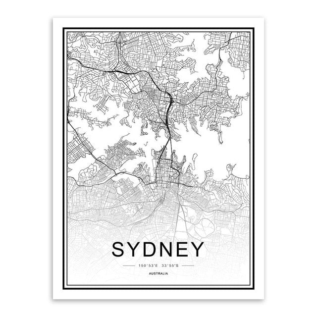 bee trap Black White Custom World City Map Paris London New York Posters Nordic Living Room Wall Art Pictures Home Decor Canvas Paintings - Great Stuff OnlineGreat Stuff Online 15x20 cm No Frame / sydney