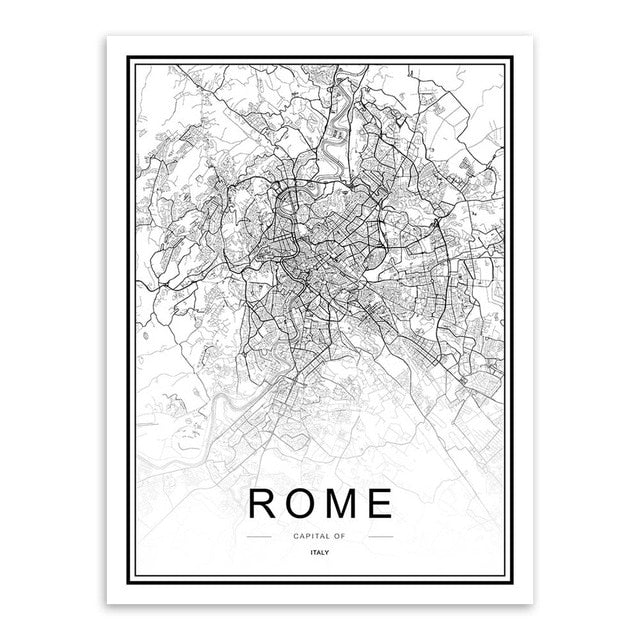 bee trap Black White Custom World City Map Paris London New York Posters Nordic Living Room Wall Art Pictures Home Decor Canvas Paintings - Great Stuff OnlineGreat Stuff Online 15x20 cm No Frame / ROME