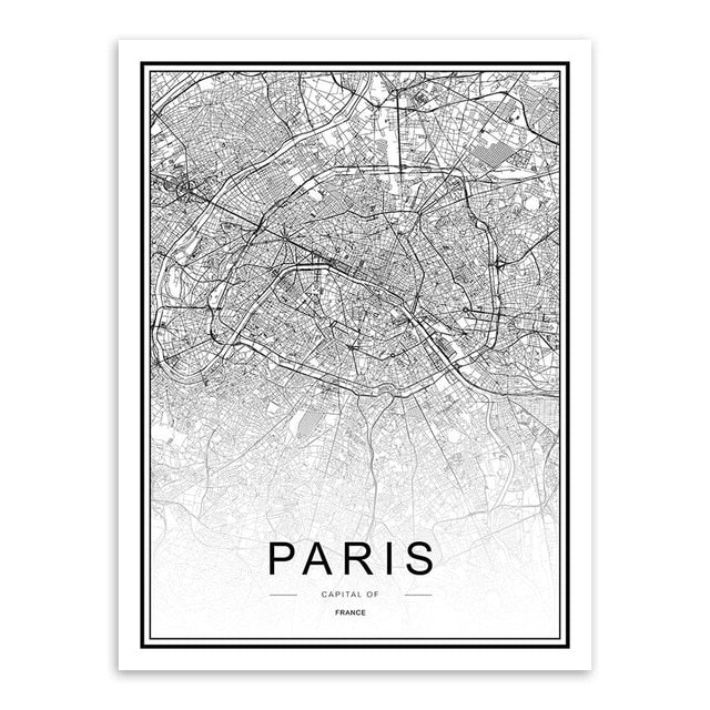 bee trap Black White Custom World City Map Paris London New York Posters Nordic Living Room Wall Art Pictures Home Decor Canvas Paintings - Great Stuff OnlineGreat Stuff Online 15x20 cm No Frame / PARIS