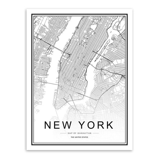 bee trap Black White Custom World City Map Paris London New York Posters Nordic Living Room Wall Art Pictures Home Decor Canvas Paintings - Great Stuff OnlineGreat Stuff Online 15x20 cm No Frame / NEW YORK