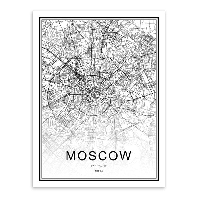 bee trap Black White Custom World City Map Paris London New York Posters Nordic Living Room Wall Art Pictures Home Decor Canvas Paintings - Great Stuff OnlineGreat Stuff Online 15x20 cm No Frame / MOSCOW