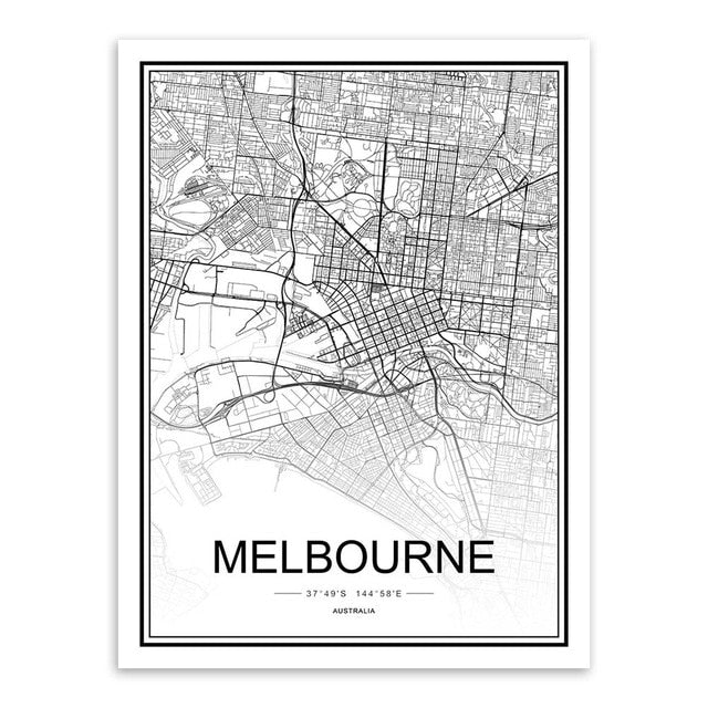bee trap Black White Custom World City Map Paris London New York Posters Nordic Living Room Wall Art Pictures Home Decor Canvas Paintings - Great Stuff OnlineGreat Stuff Online 15x20 cm No Frame / MELBOURNE