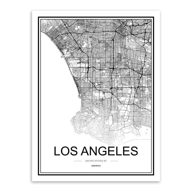 bee trap Black White Custom World City Map Paris London New York Posters Nordic Living Room Wall Art Pictures Home Decor Canvas Paintings - Great Stuff OnlineGreat Stuff Online 15x20 cm No Frame / LOS ANGELES
