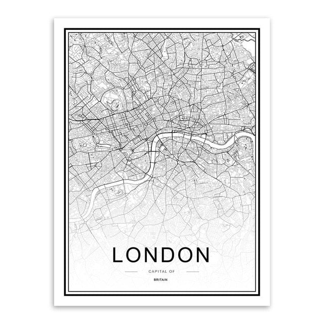 bee trap Black White Custom World City Map Paris London New York Posters Nordic Living Room Wall Art Pictures Home Decor Canvas Paintings - Great Stuff OnlineGreat Stuff Online 15x20 cm No Frame / LONDON