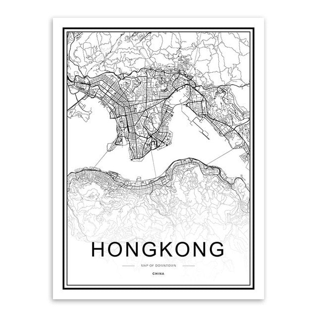 bee trap Black White Custom World City Map Paris London New York Posters Nordic Living Room Wall Art Pictures Home Decor Canvas Paintings - Great Stuff OnlineGreat Stuff Online 15x20 cm No Frame / HONGKONG