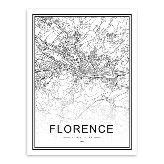 bee trap Black White Custom World City Map Paris London New York Posters Nordic Living Room Wall Art Pictures Home Decor Canvas Paintings - Great Stuff OnlineGreat Stuff Online 15x20 cm No Frame / Florence