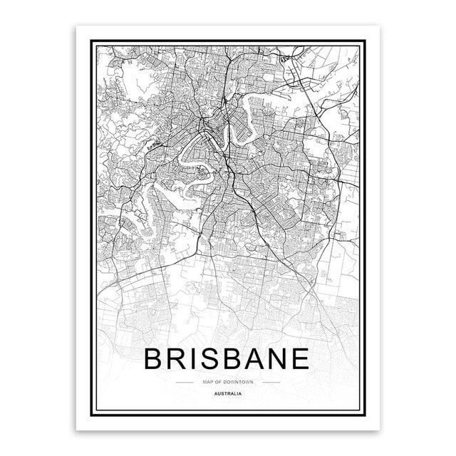 bee trap Black White Custom World City Map Paris London New York Posters Nordic Living Room Wall Art Pictures Home Decor Canvas Paintings - Great Stuff OnlineGreat Stuff Online 15x20 cm No Frame / BRISBANE