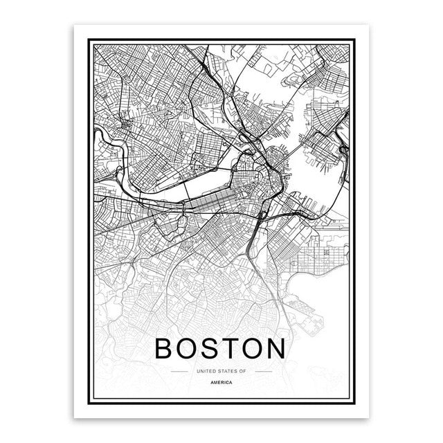 bee trap Black White Custom World City Map Paris London New York Posters Nordic Living Room Wall Art Pictures Home Decor Canvas Paintings - Great Stuff OnlineGreat Stuff Online 15x20 cm No Frame / BOSTON