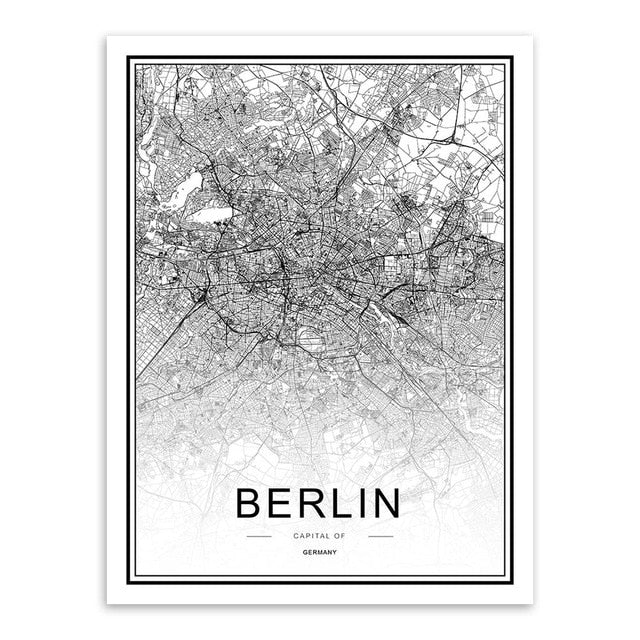 bee trap Black White Custom World City Map Paris London New York Posters Nordic Living Room Wall Art Pictures Home Decor Canvas Paintings - Great Stuff OnlineGreat Stuff Online 15x20 cm No Frame / BERLIN
