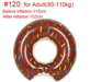 Rooxin Inflatable Donut Swimming Ring for Pool Float Mattress Swimming Pool Thickened PVC Summer Floating Ring Seat Toys - Great Stuff OnlineGreat Stuff Online 75-110kg Adult 2