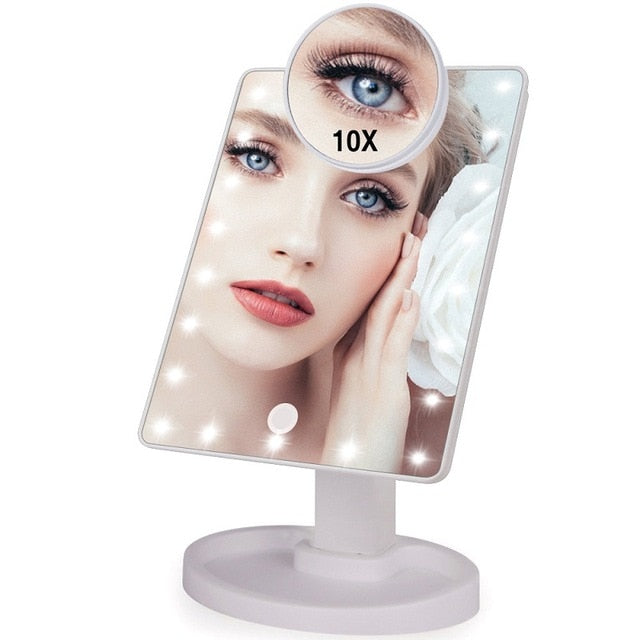 22 LED Lights Touch Magnifying Mirrors Vanity 16 Lights Bright Adjustable - Great Stuff OnlineGreat Stuff Online 22 Led Lights White