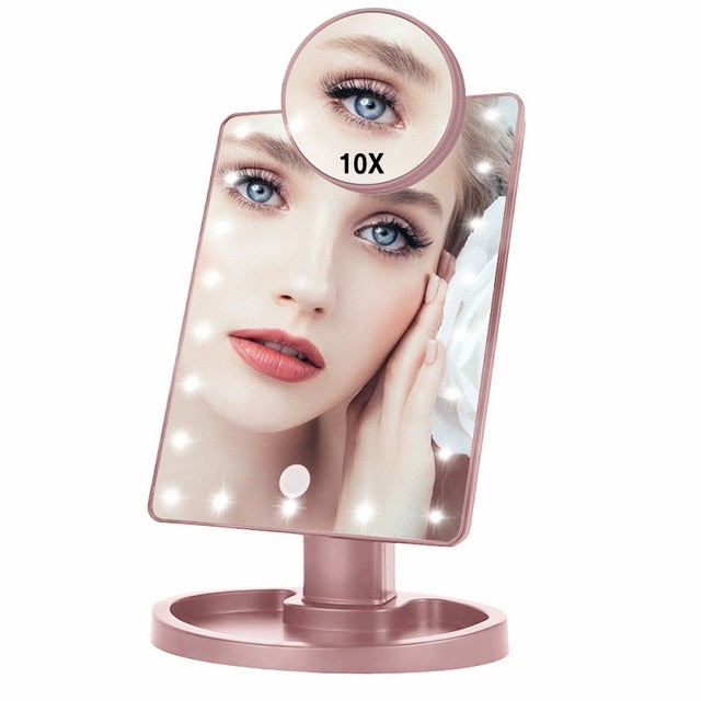 22 LED Lights Touch Magnifying Mirrors Vanity 16 Lights Bright Adjustable - Great Stuff OnlineGreat Stuff Online 22Led Lights Gold