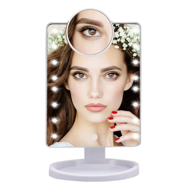 22 LED Lights Touch Magnifying Mirrors Vanity 16 Lights Bright Adjustable - Great Stuff OnlineGreat Stuff Online 16 Led Lights White