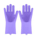 Magic Silicone Dishwashing Scrubber Dish Washing Sponge Rubber Scrub Gloves Kitchen Cleaning 1 Pair - Great Stuff OnlineGreat Stuff Online Light Purple / United States