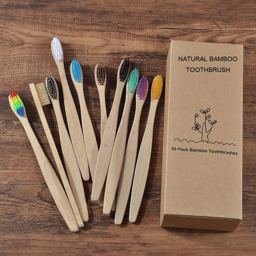 New design mixed color bamboo toothbrush Eco Friendly wooden Tooth Brush Soft bristle Tip Charcoal adults oral care toothbrush - Great Stuff OnlineGreat Stuff Online