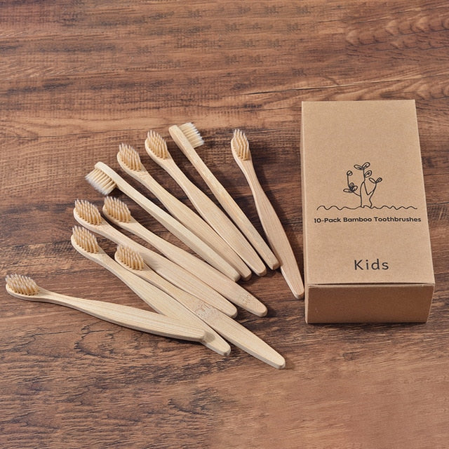 New design mixed color bamboo toothbrush Eco Friendly wooden Tooth Brush Soft bristle Tip Charcoal adults oral care toothbrush - Great Stuff OnlineGreat Stuff Online 10PC Kids Beige