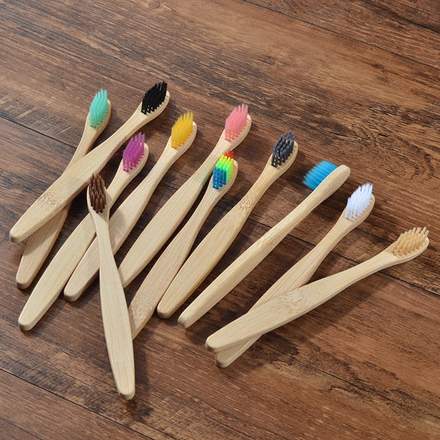 New design mixed color bamboo toothbrush Eco Friendly wooden Tooth Brush Soft bristle Tip Charcoal adults oral care toothbrush - Great Stuff OnlineGreat Stuff Online 10PC Kids Mixing