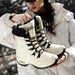 Quality Waterproof Winter Women Boots Keep Warm Mid-Calf Snow Boots Ladies Lace-up - Great Stuff OnlineGreat Stuff Online Beige / 9.5