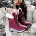 Quality Waterproof Winter Women Boots Keep Warm Mid-Calf Snow Boots Ladies Lace-up - Great Stuff OnlineGreat Stuff Online Red / 9.5
