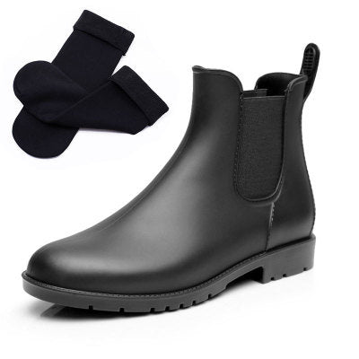 Women Ankle Rain Boots Spring Autumn Waterproof - Great Stuff OnlineGreat Stuff Online 6 / Black Plush