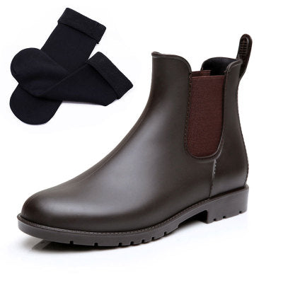 Women Ankle Rain Boots Spring Autumn Waterproof - Great Stuff OnlineGreat Stuff Online 6 / Brown Plush