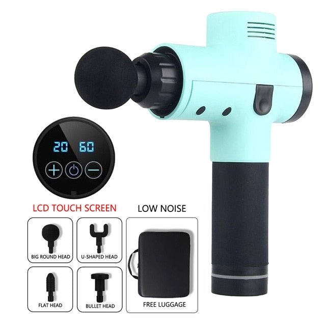 LCD Display Body Massage Gun Exercising Muscle Electric Massager Gun head Massager for Neck and Back Vibrator Slimming Shaping - Great Stuff OnlineGreat Stuff Online Green