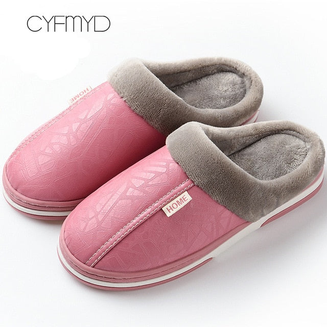 Women's shoes Indoor Slippers Memory foam Size 9-17 Non-slip Winter Ladies Leather Home shoes - Great Stuff OnlineGreat Stuff Online Pink / 12