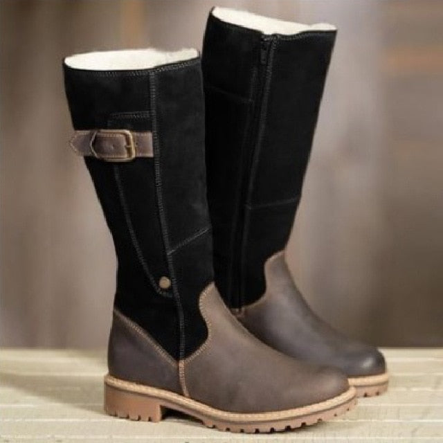Winter Snow Boots Women New Leather Plush Warm Boots for Women Fashion Zipper - Great Stuff OnlineGreat Stuff Online Black-brown / 5