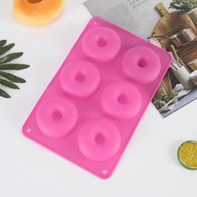 6 Donut Mold Silicone Non-stick Baking Tray Heat-resistant Reusable Folded Donuts Maker - Great Stuff OnlineGreat Stuff Online Rose Red