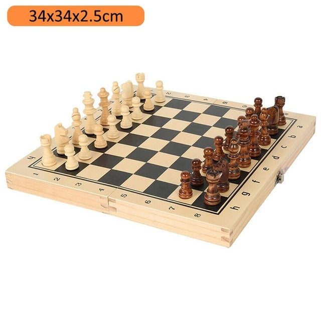 Large Chess Wooden Set Folding Chessboard Magnetic Pieces Wood Board Birthday and Holiday Gifts - Great Stuff OnlineGreat Stuff Online 34x34x2.5cm
