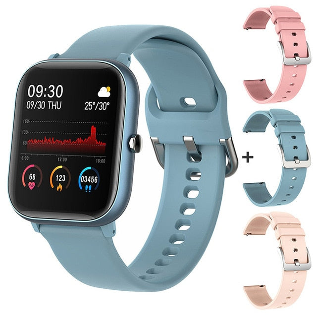 Smart Watch Men Women 1.4 Inch Fitness Tracker Full Touch Screen Waterproof Heart Rate Monitor for iOS Android - Great Stuff OnlineGreat Stuff Online blue with 3 straps